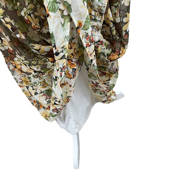 Fig and Flower Floral Pattern CottageCore Prairie Maxi Dress Banded Waist Large - Picture 11 of 13